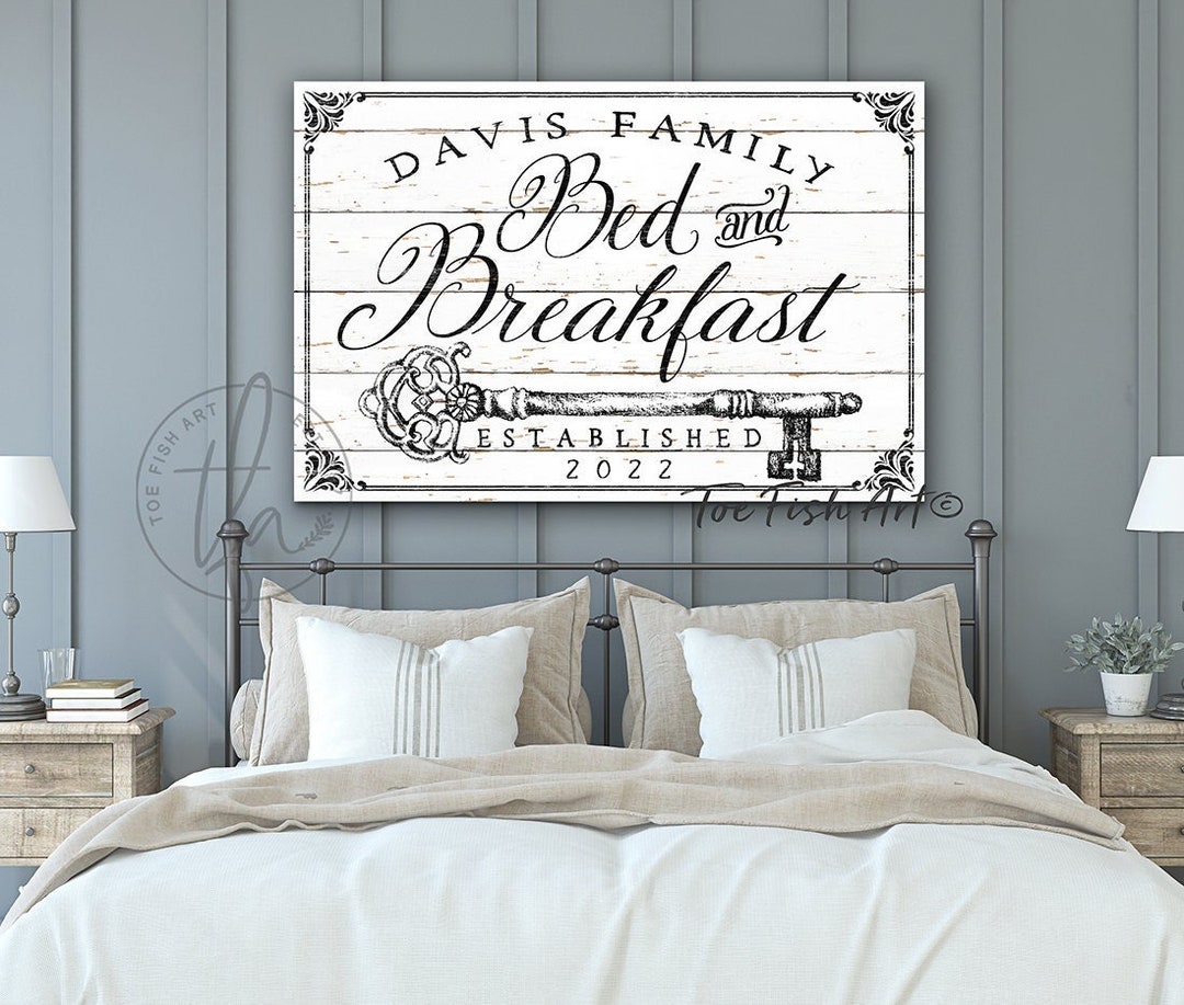 Bed and Breakfast Sign Rustic Farmhouse Wall Decor Name Established Sign Personalized Guest ...