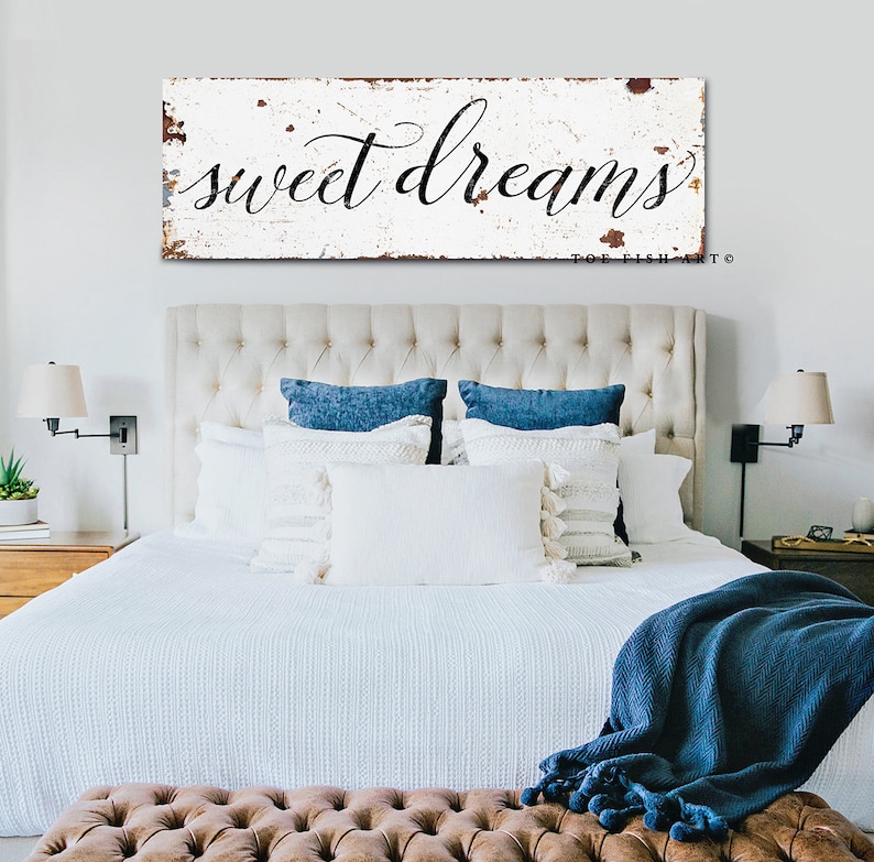 SWEET DREAMS Bedroom sign Canvas Print Modern Farmhouse Wall Etsy