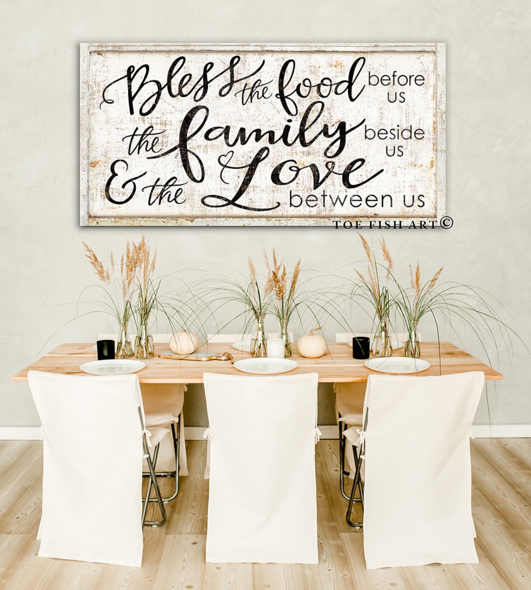 Geetery Set Da 6 Decorazioni Da Parete In Legno Rustico Con Scritta "Bless The Food Before Us" Per Cucina E Sala Da Pranzo - 3