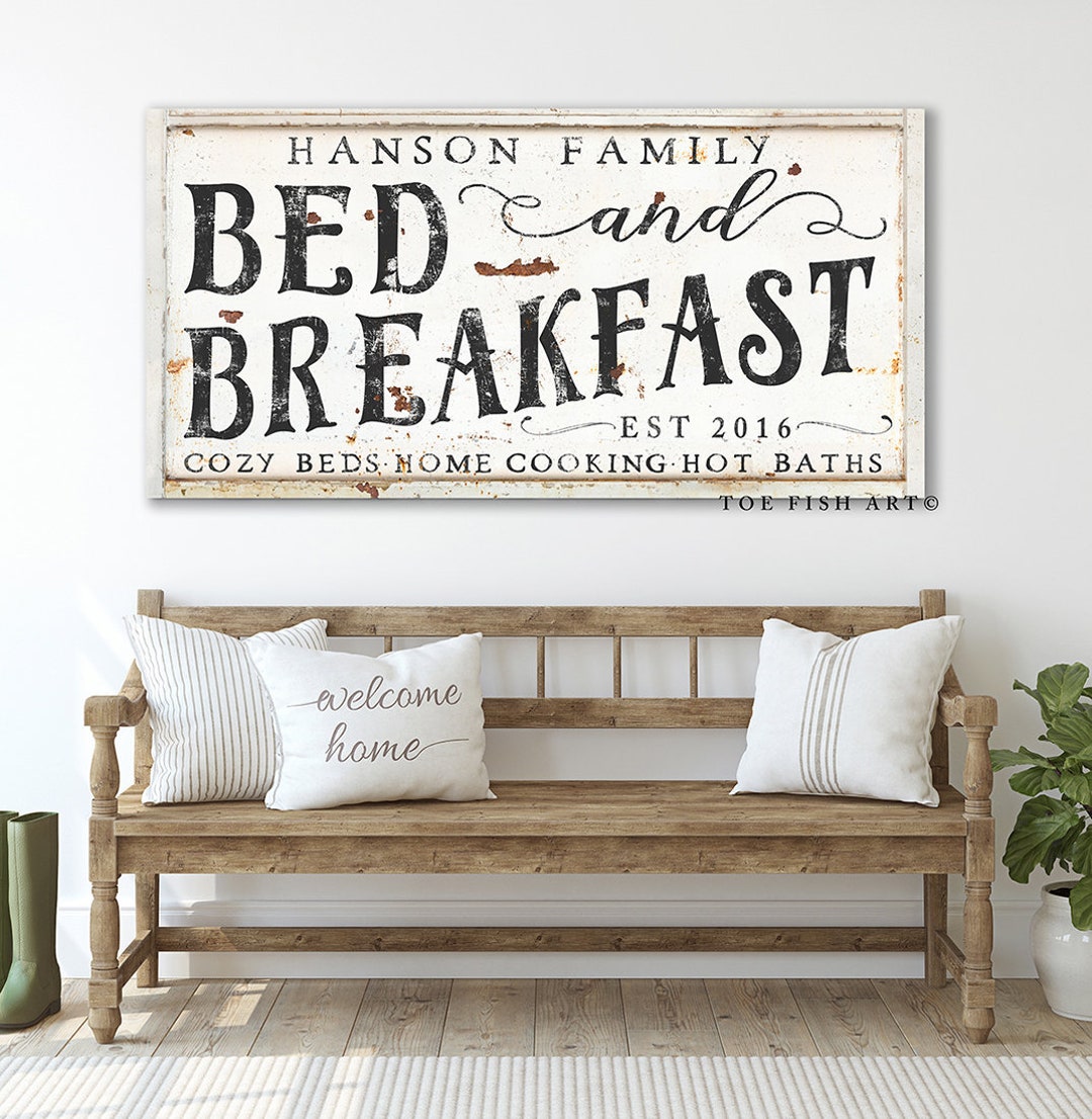 Bed and Breakfast Sign Modern Farmhouse Wall Decor Custom Family Name