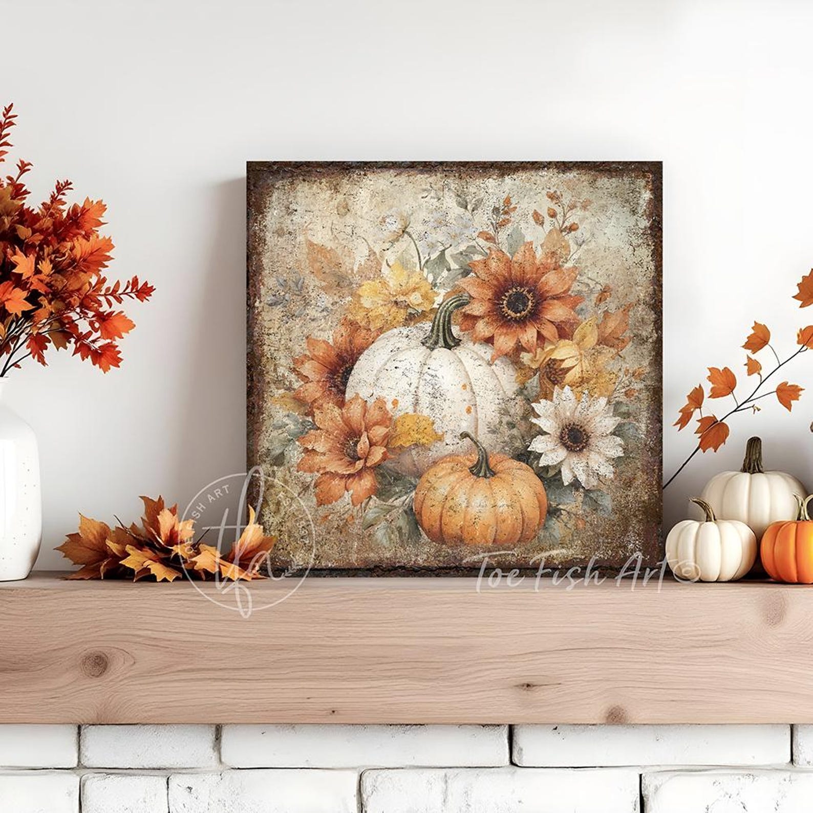 Pumpkin Patch Fall Autumn Sign – Vintage Rustic Floral Wall Art ...