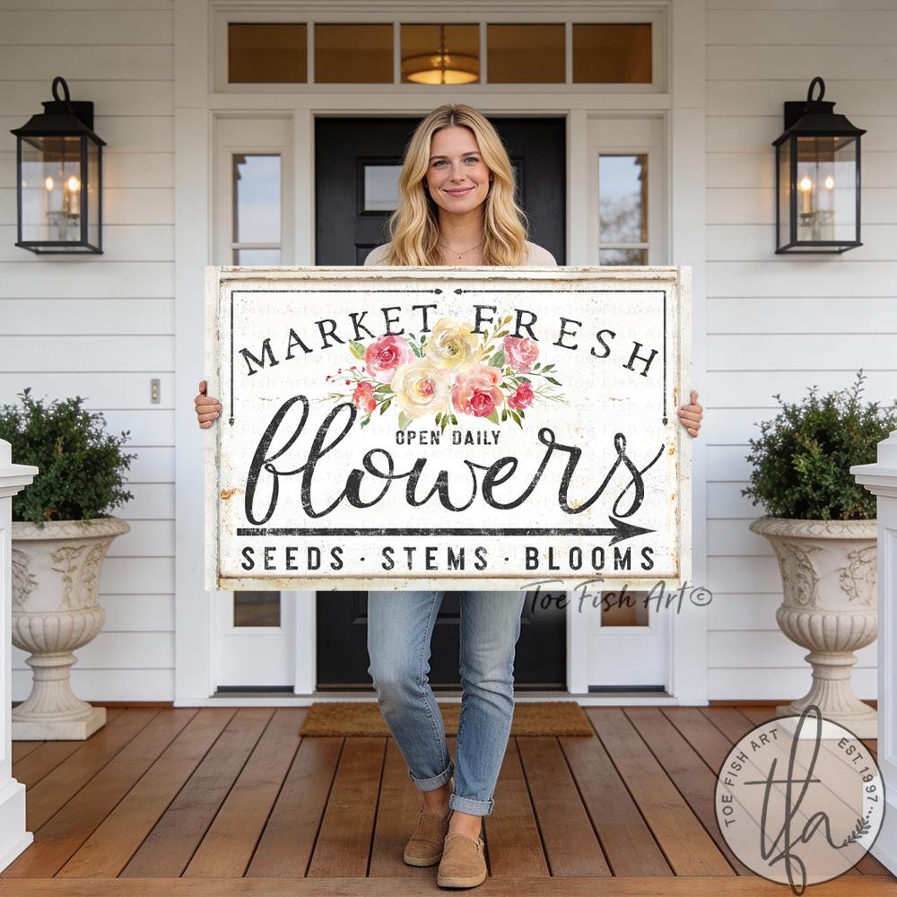 MRC Wood Products Cartello Da Parete Fresh Cut Flower Market - Legno Di Betulla, 30,5x30,5 Cm