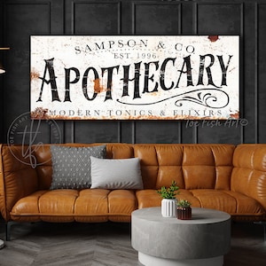 Apothecary Sign Rustic Farmhouse Wall Decor Personalized Last name Established Sign Custom Family Wall Art Gift For Her Modern Farmhouse Art image 3