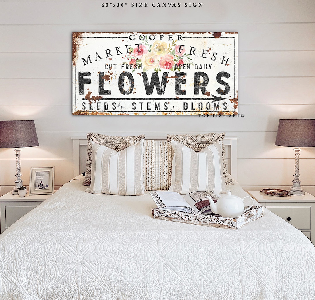 Custom Family Name Sign Vintage Farmhouse Wall Decor Rustic Chic Fresh ...