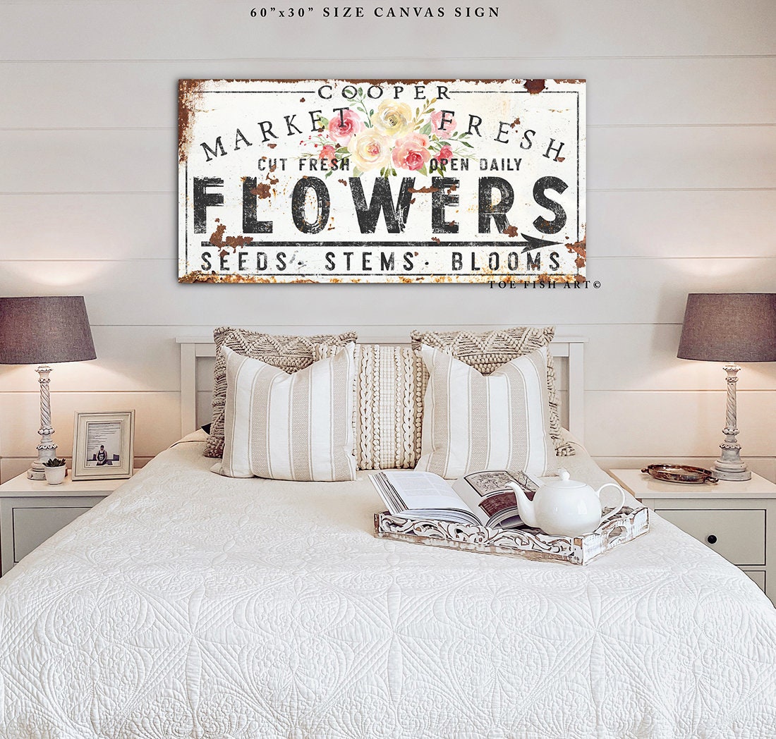 Custom Family Name Sign Vintage Farmhouse Wall Decor Fresh Flowers ...