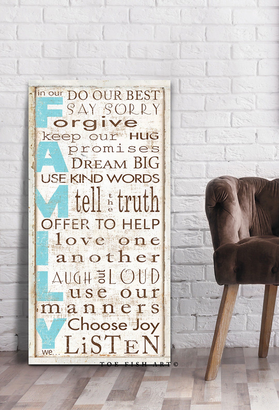 In Our Family Rules Sign Modern Farmhouse Wall Decor Rustic Distressed ...
