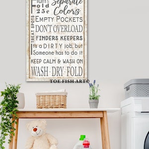 Laundry Room Rules Sign Best Modern Farmhouse Wall Decor Vintage Sign Wash Dry Fold Family Rules Laundromat Hanging Home Style Canvas Print image 2