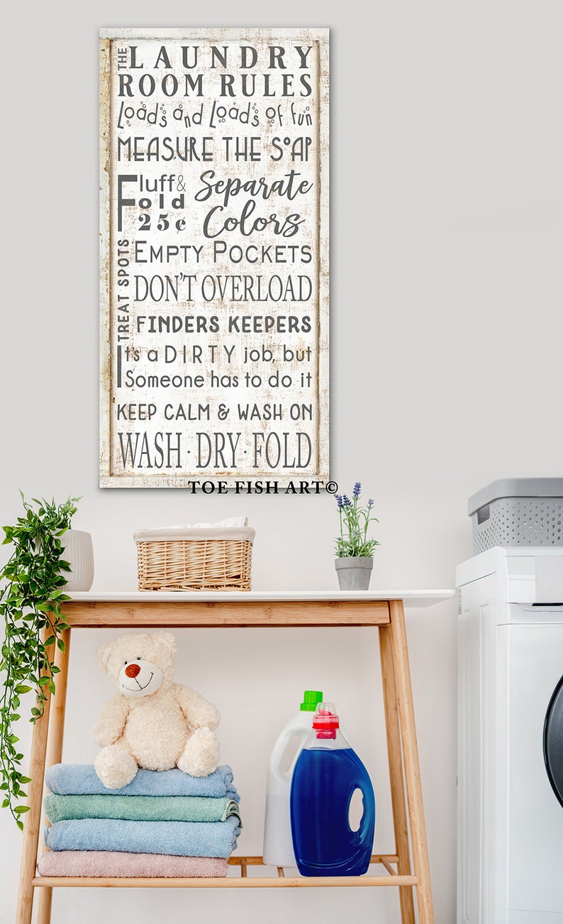 Laundry Room Rules Sign Best Modern Farmhouse Wall Decor Vintage Sign Wash Dry Fold Family Rules Laundromat Hanging Home Style Canvas Print Bild 2