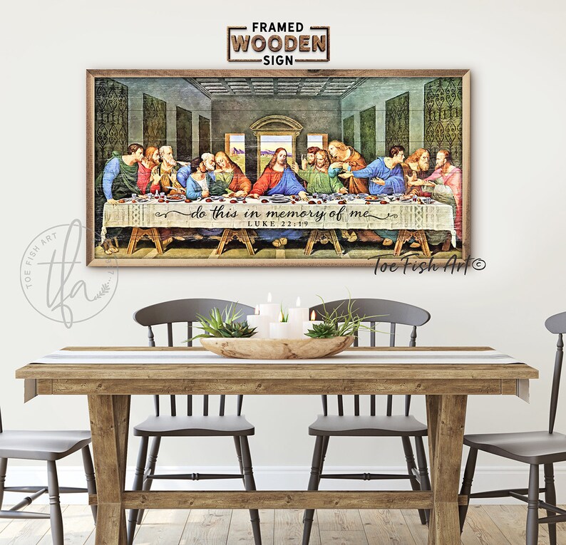Rustic Last Supper Last Supper Wooden Sign Modern Farmhouse Wall Decor Luke 22:19 ...