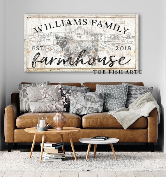 Modern Farmhouse Wall Decor Custom Family Name Established Sign