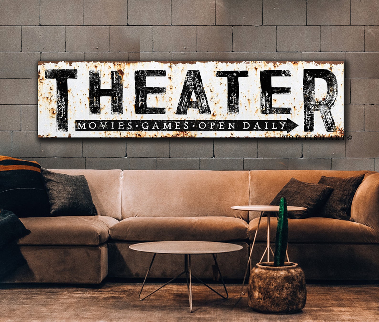 Modern Farmhouse Wall Decor Family Theater Sign Large Rustic Wall Art ...