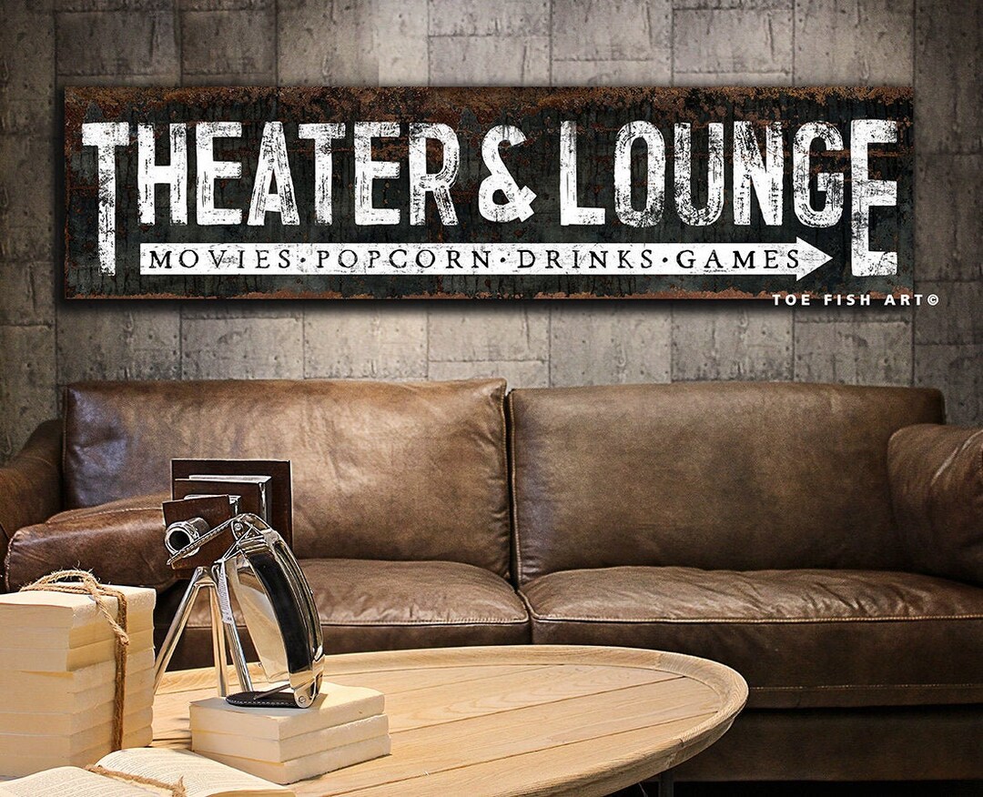 Modern Farmhouse Wall Decor Family Theater Sign Large Rustic Wall Art ...