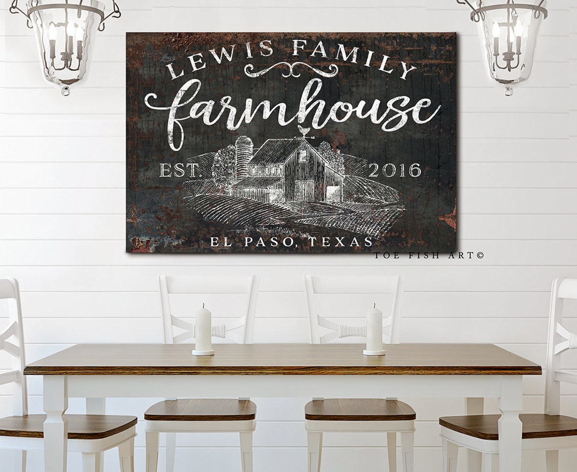 Custom Family Name Sign Rustic Farmhouse Sign Modern Farm Wall Decor ...