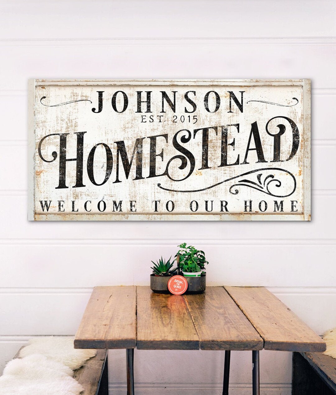 Custom Family Name Established Sign Modern Farmhouse Wall Decor Rustic ...