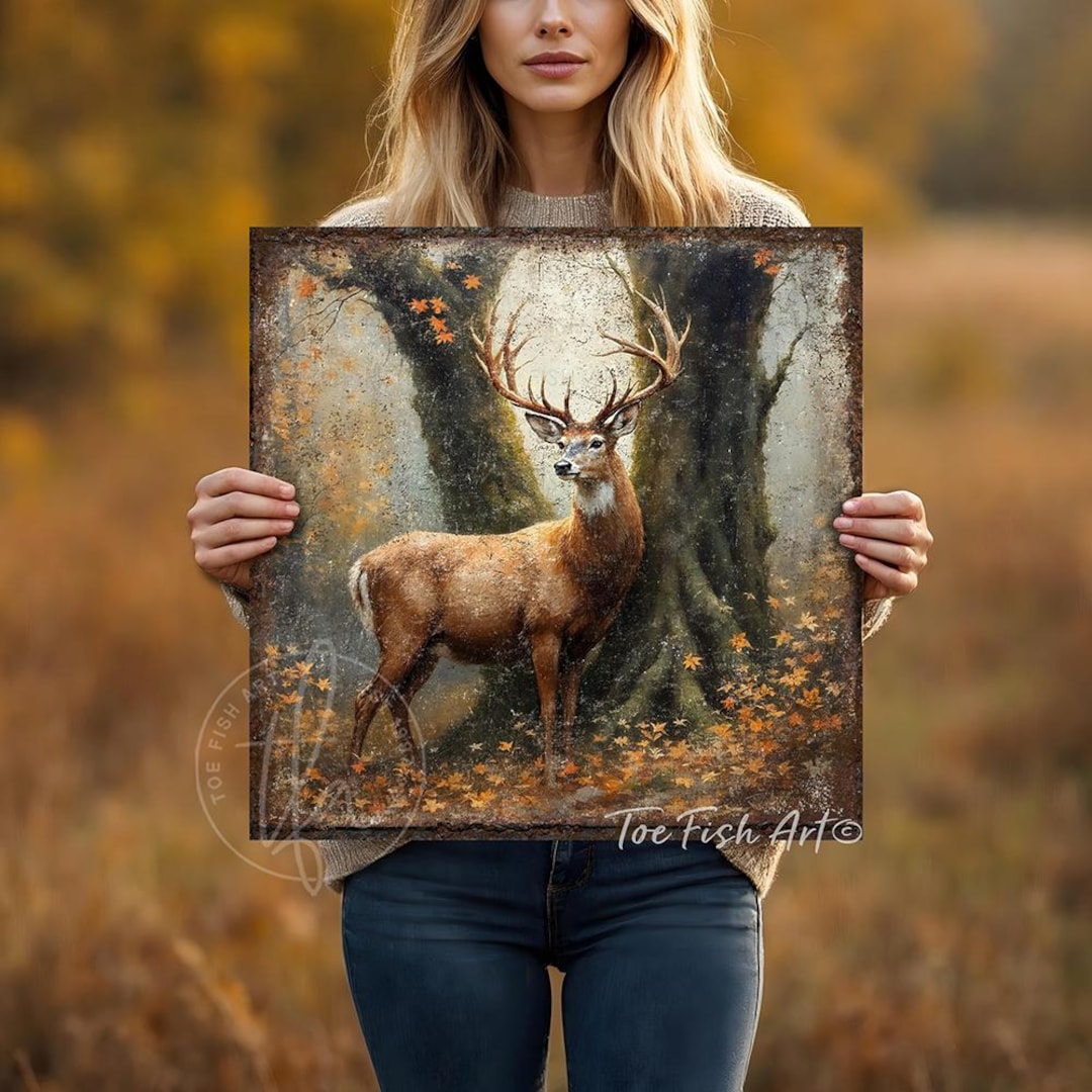 Vintage Deer Wall Art – Rustic Fall Sign, Modern Farmhouse Canvas Print ...