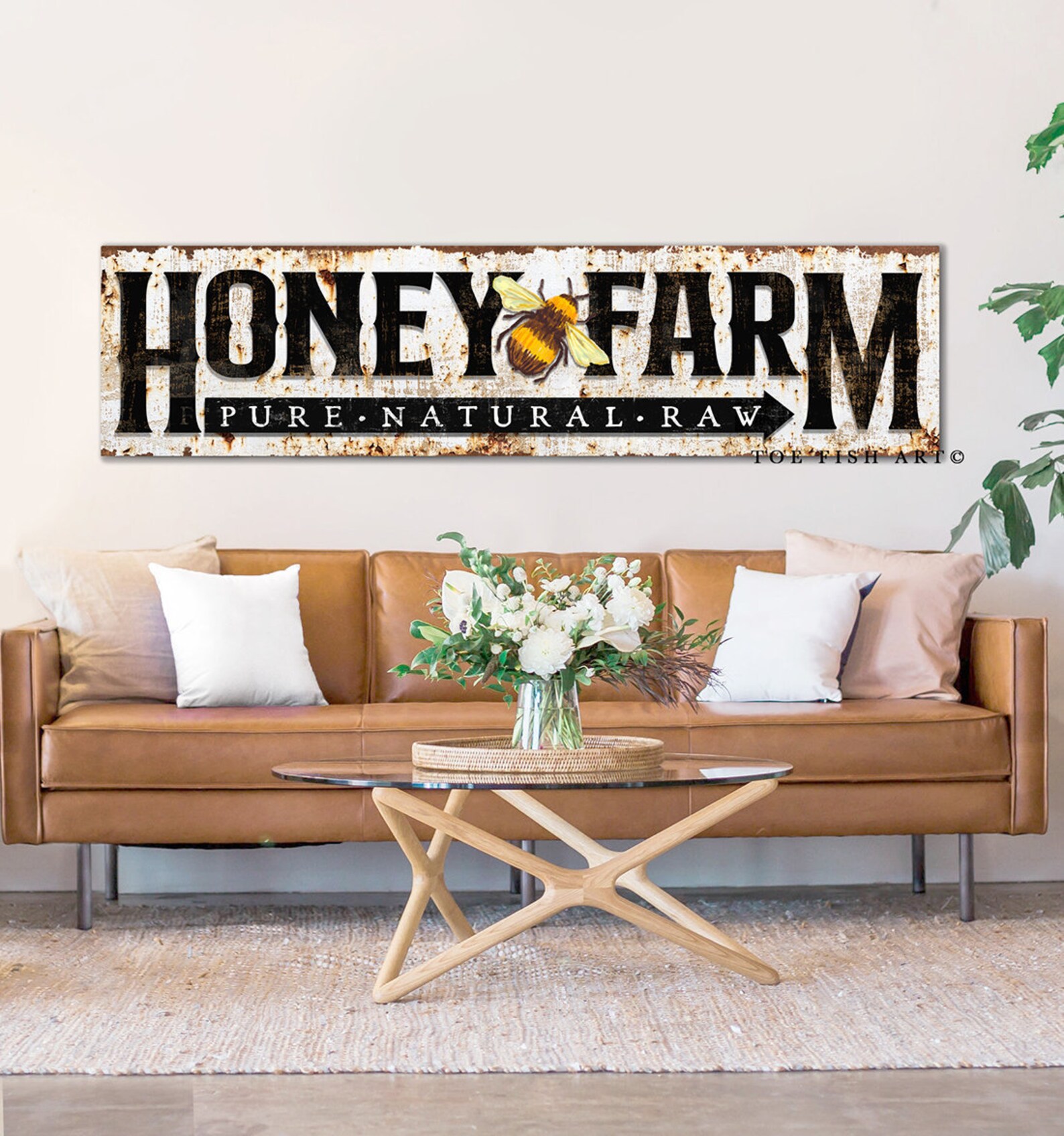 Modern Farmhouse Wall Decor Rustic Chic Farm Fresh Honey Sign Bee Art ...