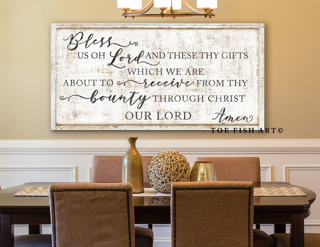 Bless Us Oh Lord Sign Rustic Farmhouse Decor Dinner Blessing Grace Dining  Room Sign Meal Prayer Kitchen Bible Scripture Amen Canvas Wall Art 