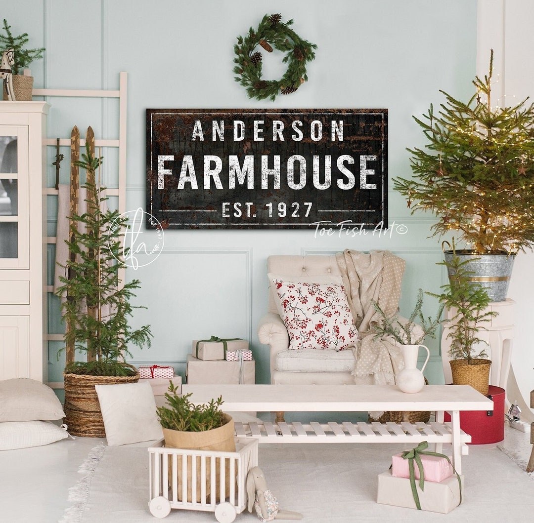 Custom Family Name Established Sign Modern Farmhouse Wall Decor Rustic ...