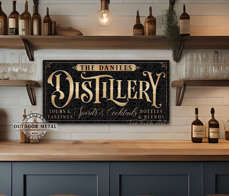 Distillery Sign Speakeasy Bar & Lounge Bourbon Whiskey Basement ...