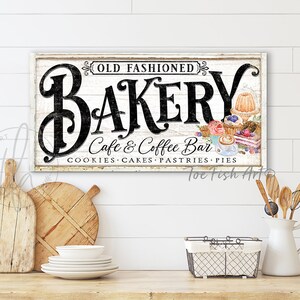 Custom Bakery Sign Coffee Bar Signs Modern Farmhouse Wall Decor Kitchen ...