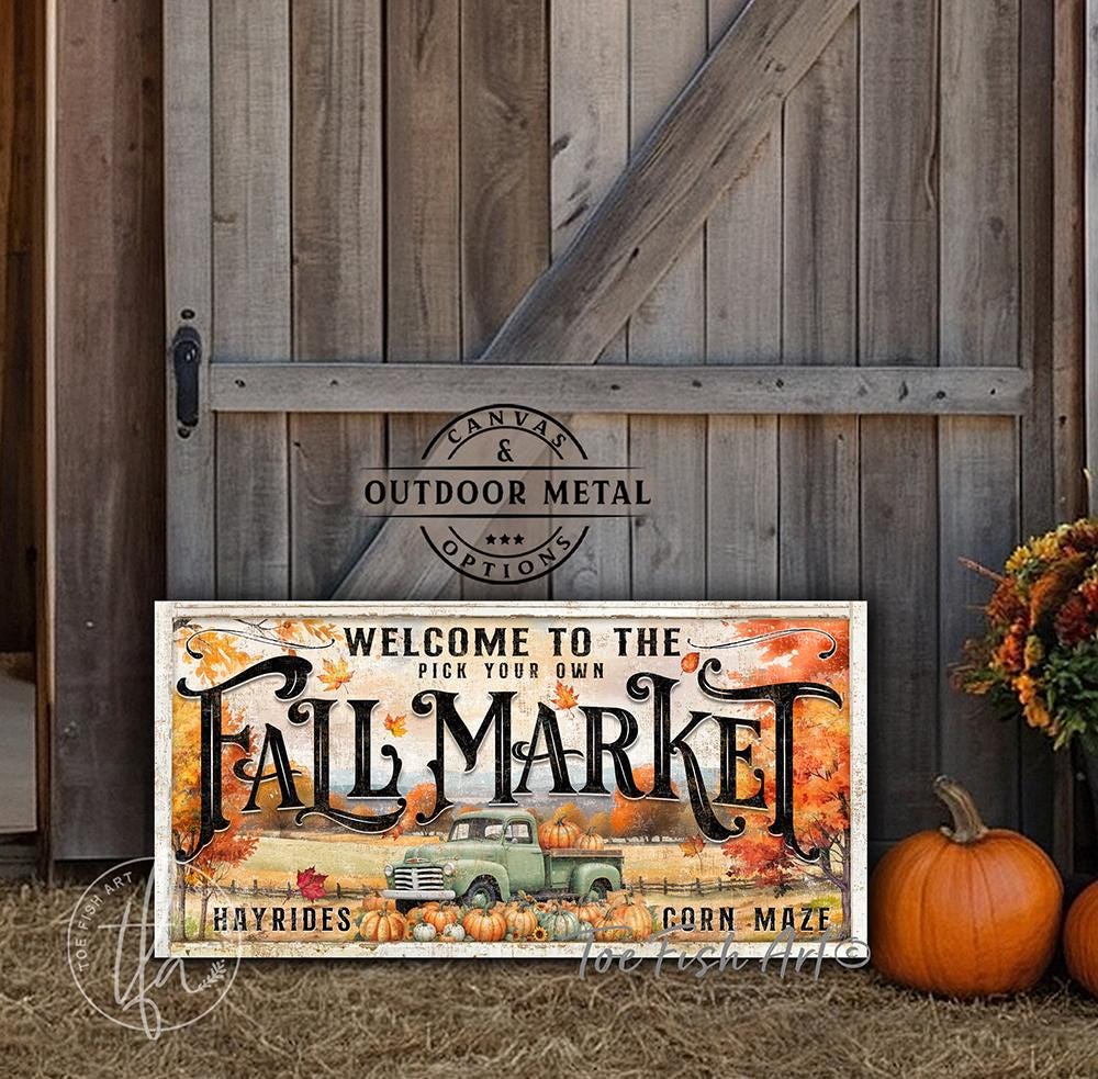 Fall Market Sign - Rustic Farmhouse Wall Art, Personalized Autumn ...