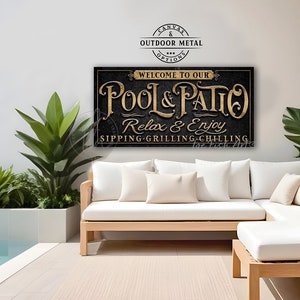 Personalized Pool and Patio Sign - Custom Family Name, Outdoor Metal ...