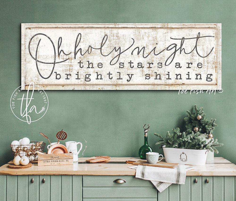 Oh Holy Night the Stars Are Brightly Shining Christmas Wall Art Canvas,  Christmas Gifts - Christ Follower Life