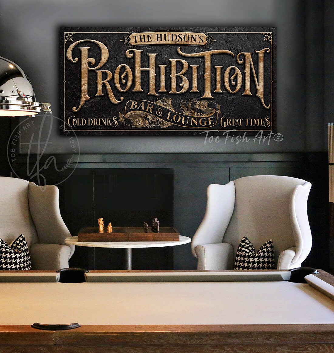 Prohibition Bar and Lounge Sign Speakeasy Personalized Name Art Rustic ...