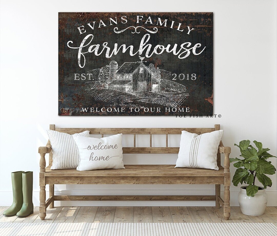 Custom Family Name Sign Rustic Farmhouse Sign Modern Farm Wall Decor ...