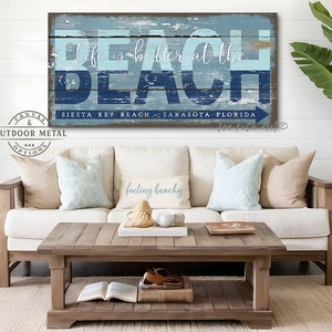 Personalized Beach House Sign Coastal Wall Decor Nautical Art Pool & Patio Life is better at the Beach Rustic Canvas or Outdoor Metal Print image 2