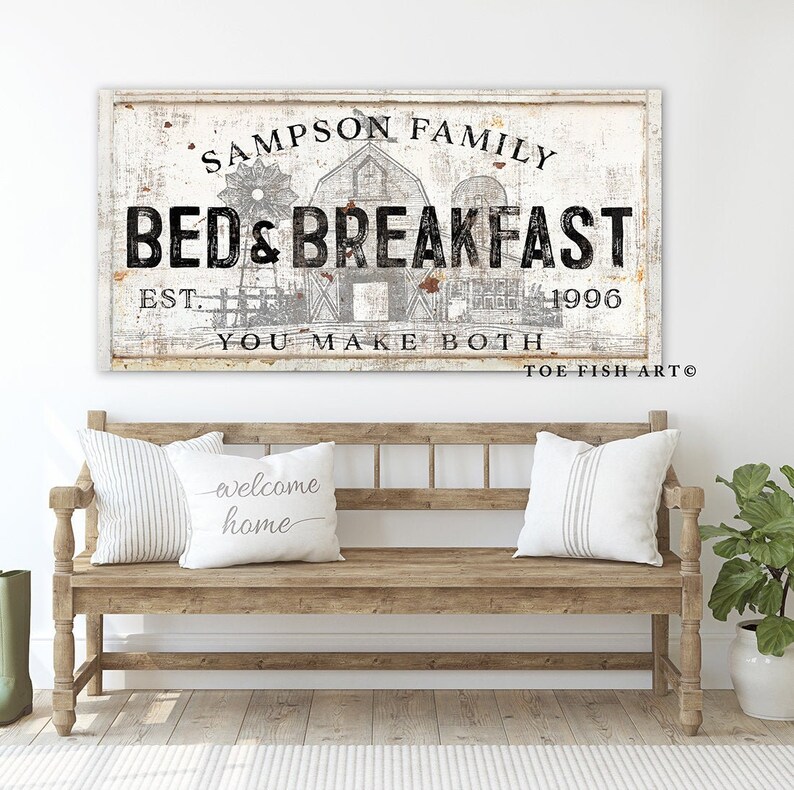 Bed and Breakfast Sign Modern Farmhouse Wall Decor Custom | Etsy