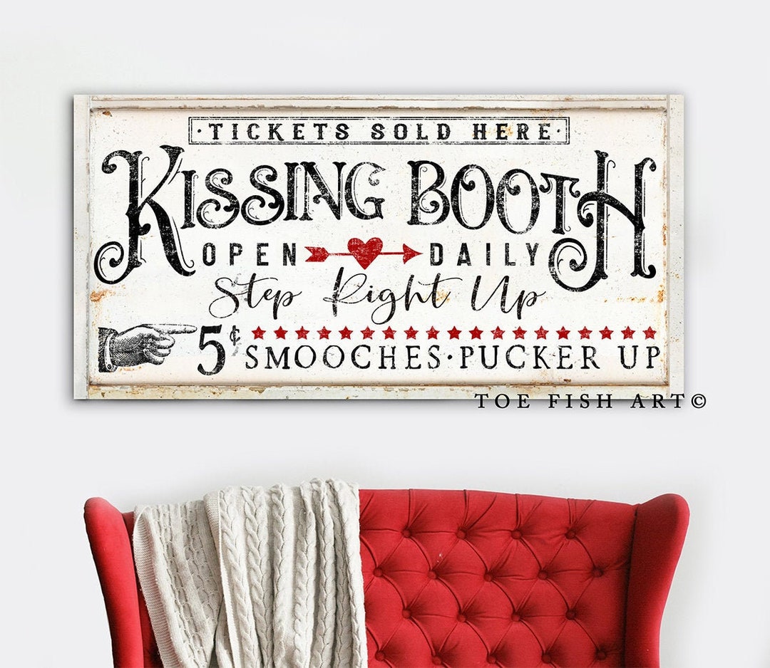 Kissing Booth Valentines Day Sign Modern Farmhouse Wall Decor