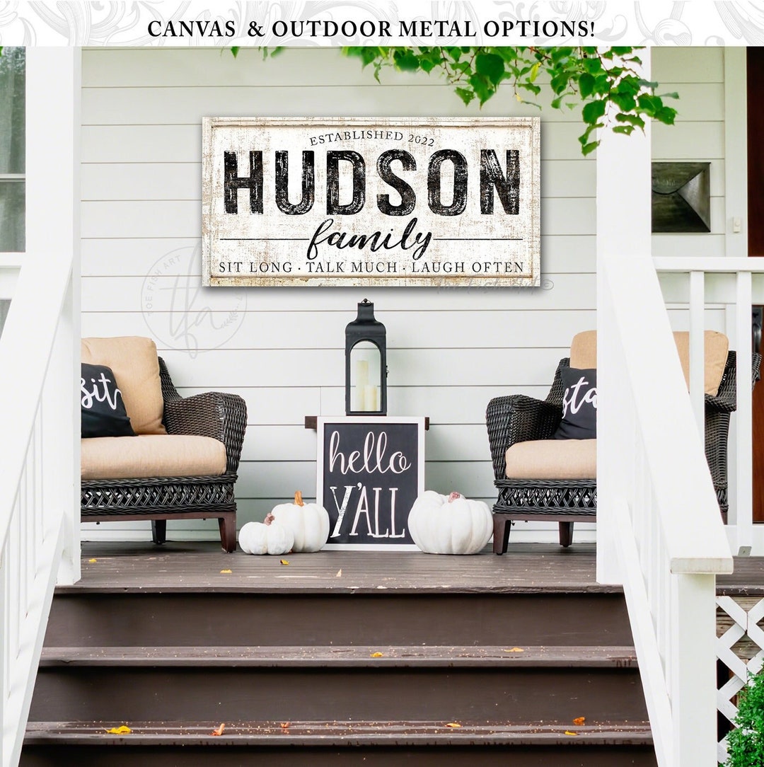 Personalized Family Name Sign Rustic Patio Porch Established Sign ...