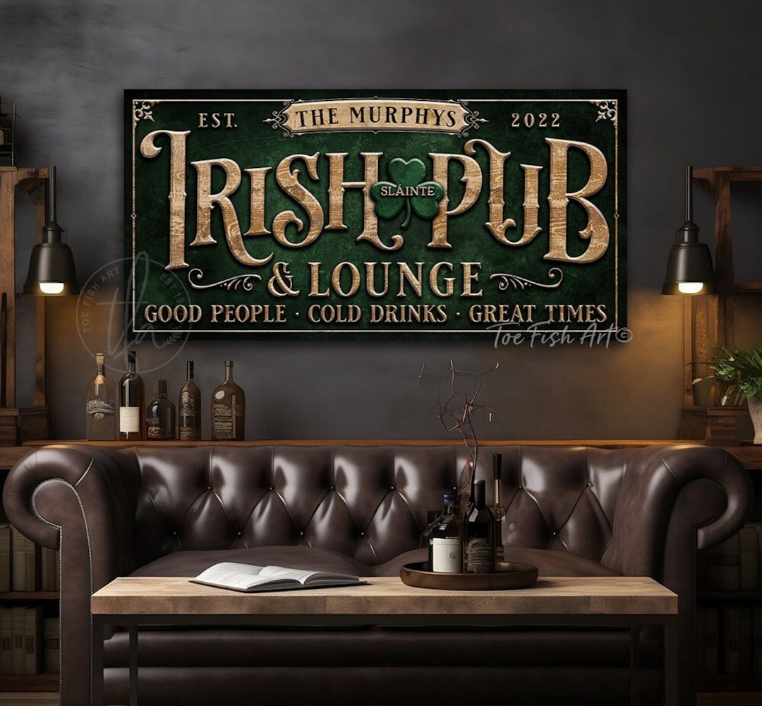 Irish Pub Sign Personalized Home Bar Wall Decor Custom Family Name Sign ...