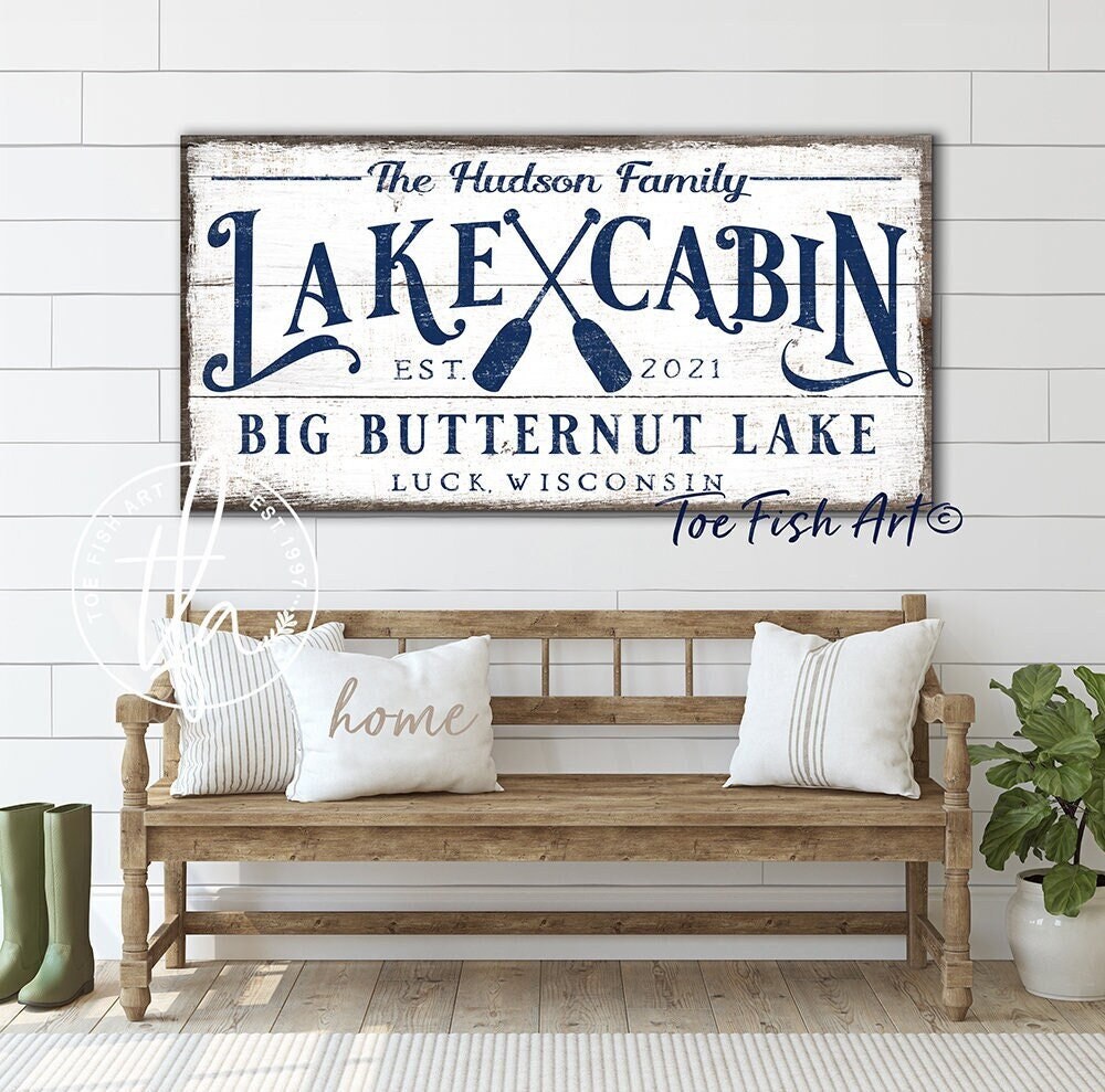 Custom Lake House Sign Modern Farmhouse Wall Decor Family Name Large ...