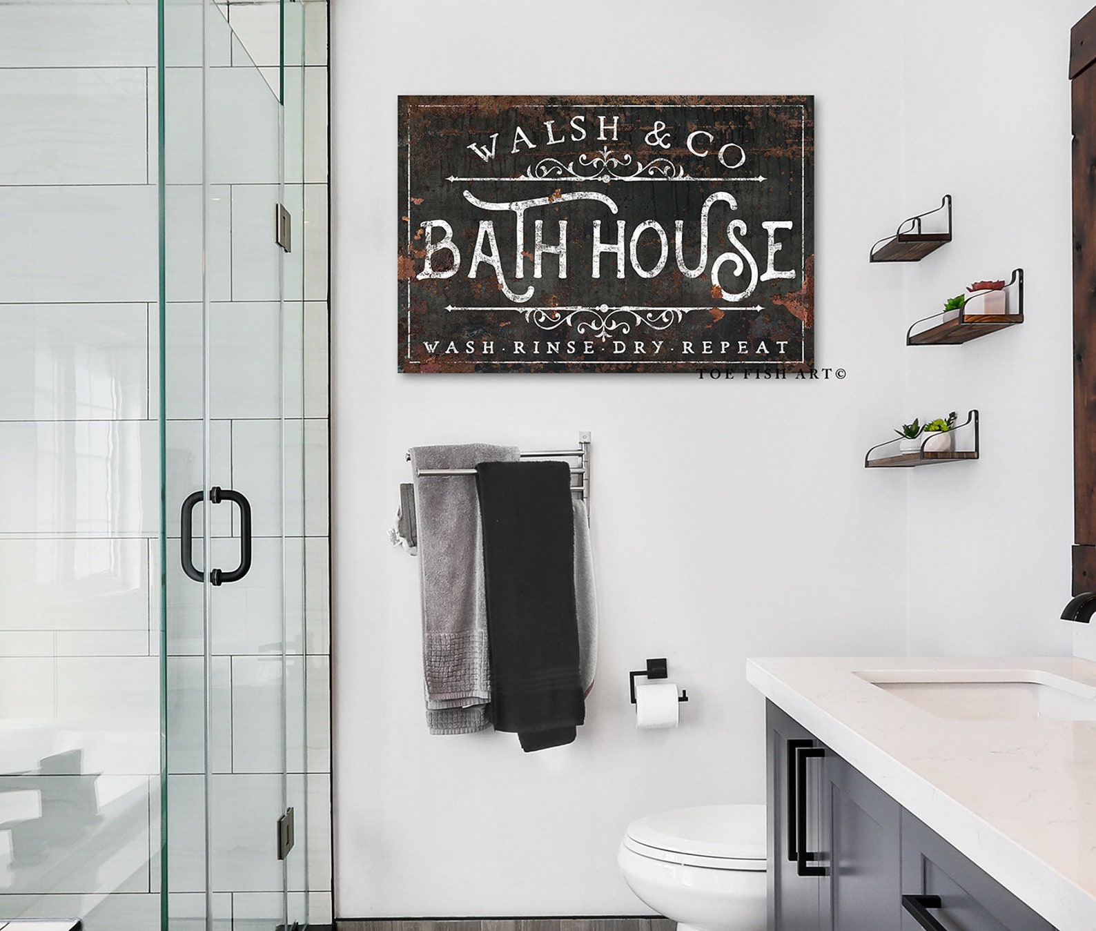 PERSONALIZED Custom Bath House Sign Bathroom Art Family Name Etsy