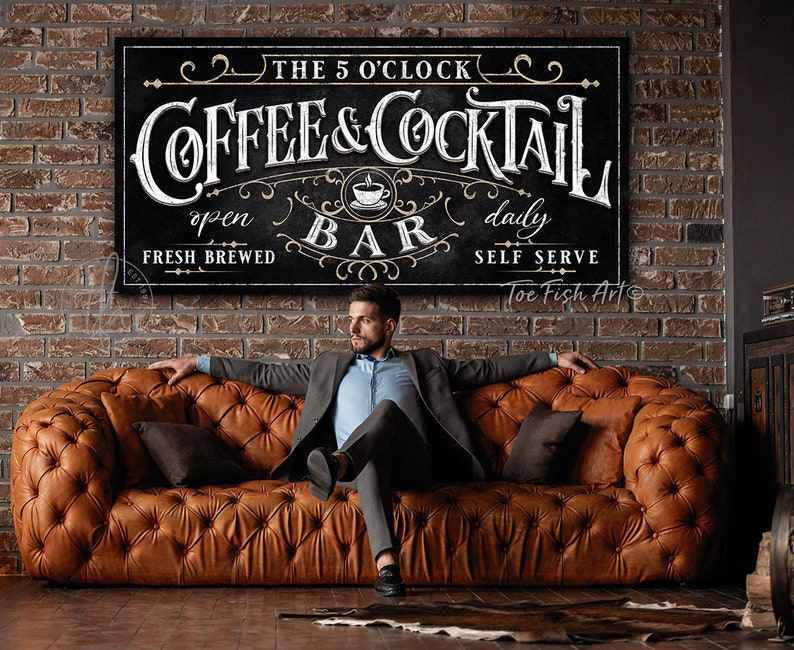 Coffee & Cocktail Bar Sign Bar Cart Personalized Name Sign Etsy