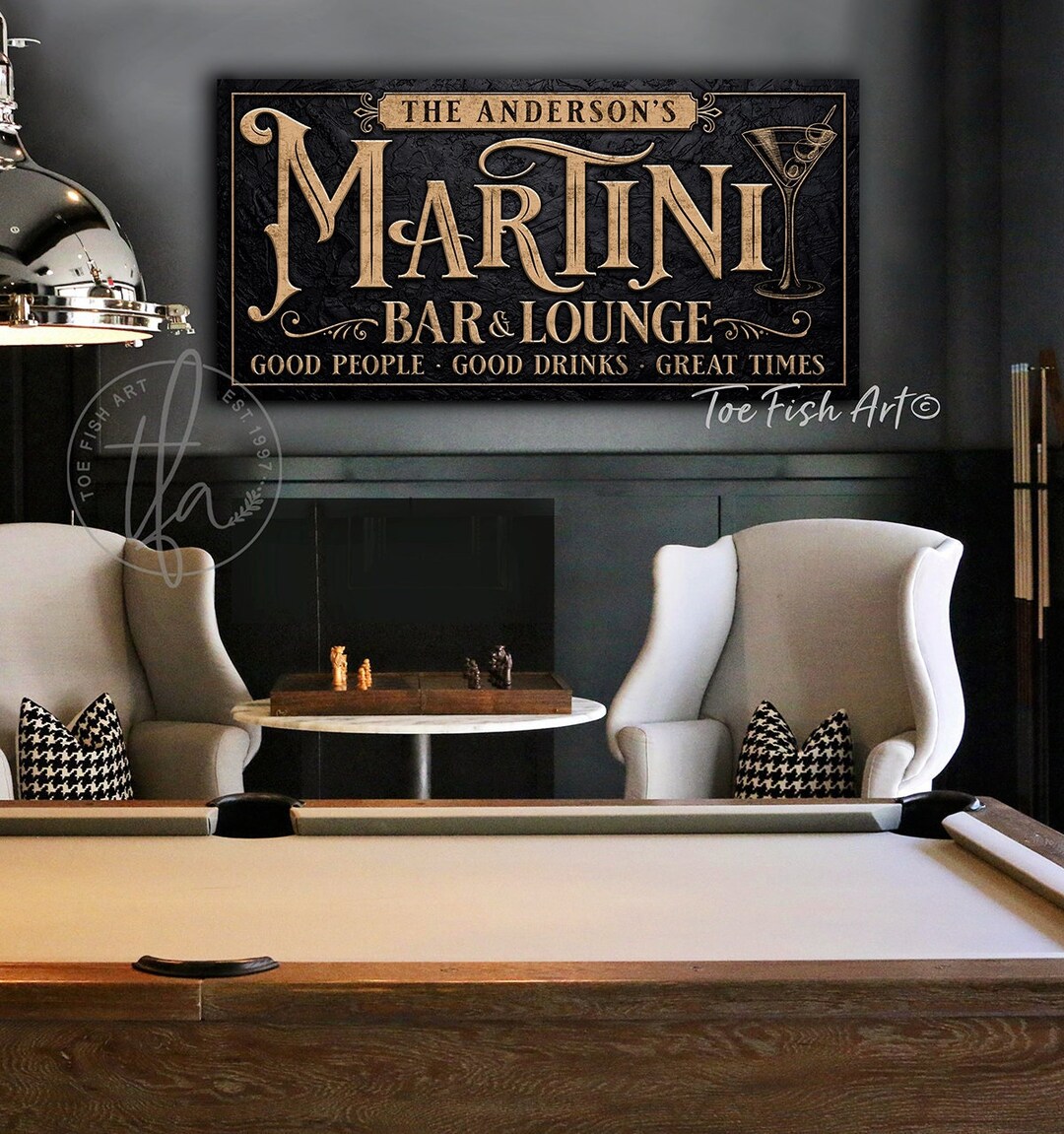 Martini Bar and Lounge Personalized Sign Cocktail & Personalized Name ...
