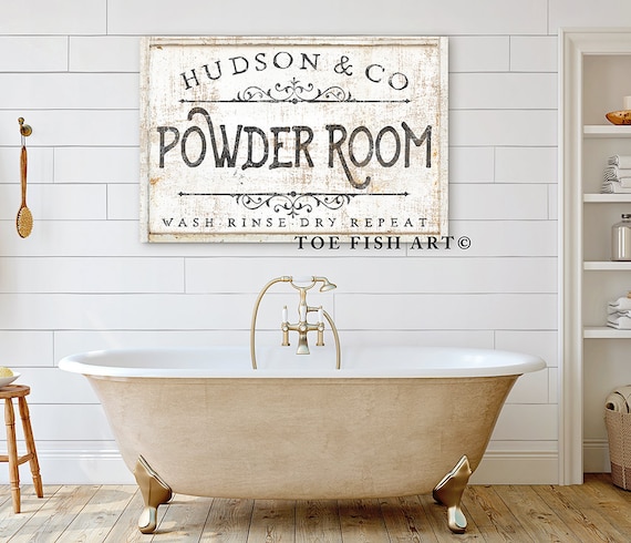 Personalized Custom Powder Room Sign, Farmhouse Powder Room