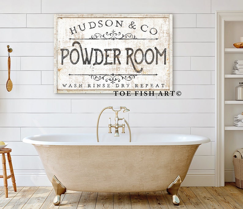 PERSONALIZED Custom Powder Room Sign Bathroom Family Name and Co Sign ...