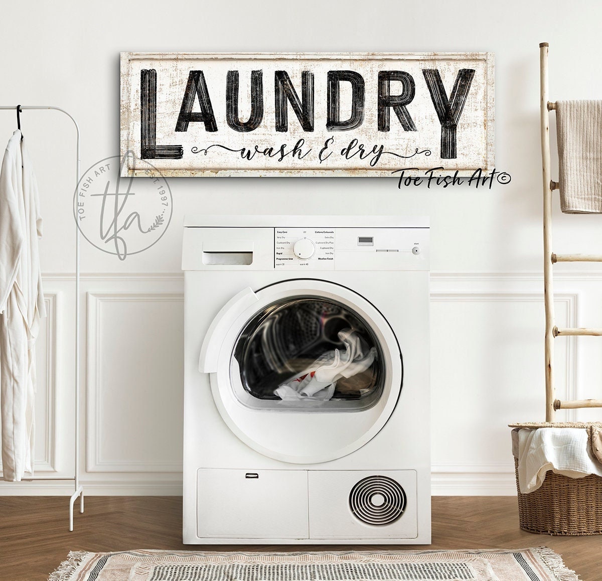 Laundry Room Decor for Wall Farmhouse Laundry Signs Set of 4 Wash Dry Fold  Put Away Rustic Laundry Decor for Laundry Room Shelf Laundry Wall Art with