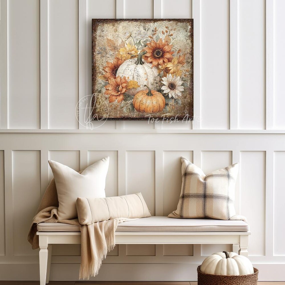 Pumpkin Patch Fall Autumn Sign – Vintage Rustic Floral Wall Art ...