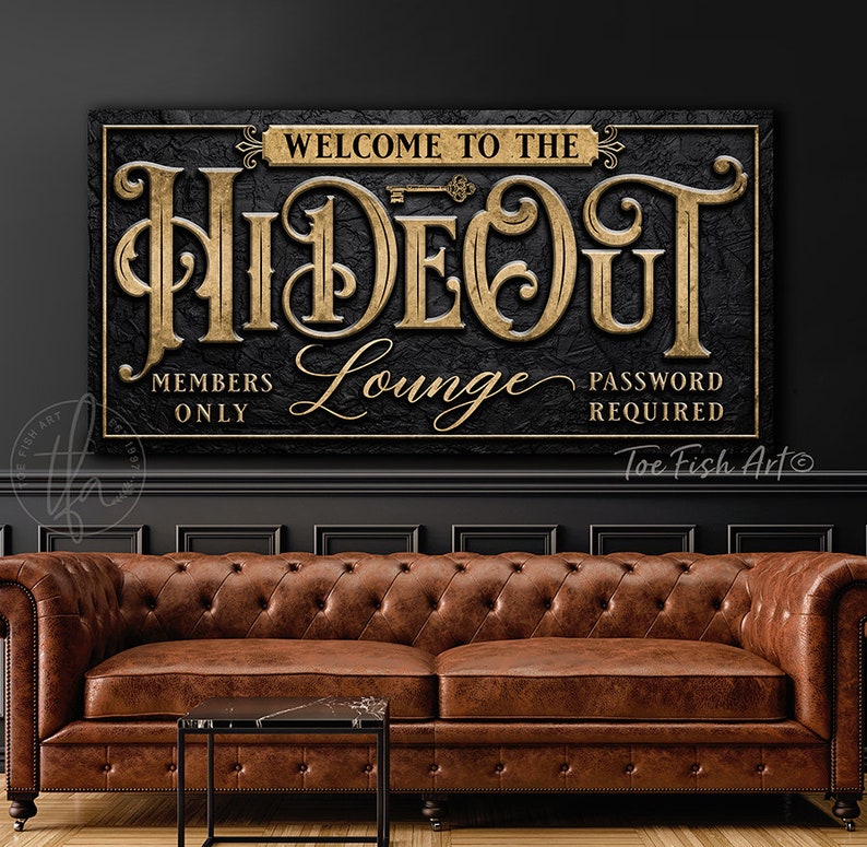 Hideout Lounge Personalized Sign Members Only Man Cave Bar Family Last ...