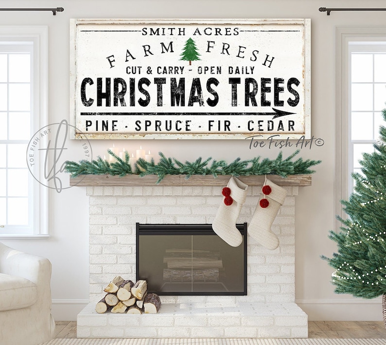 Christmas Tree Farm Sign Personalized Farmhouse Wall Decor Christmas ...