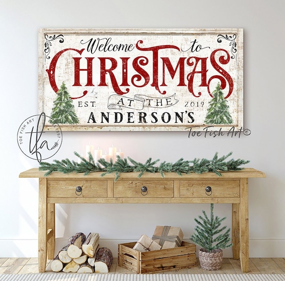 Christmas Decor Sign Personalized Custom Family Name Sign Modern ...