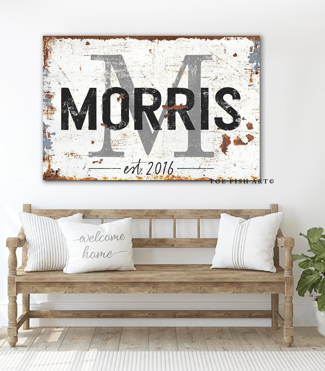 Modern Farmhouse Wall Decor Personalized Last Name Established Sign ...