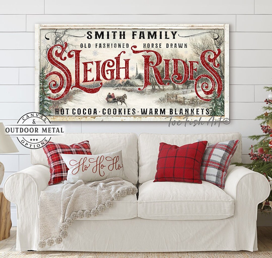 Sleigh Rides Sign Rustic Christmas Decor Modern Farmhouse Wall Art ...