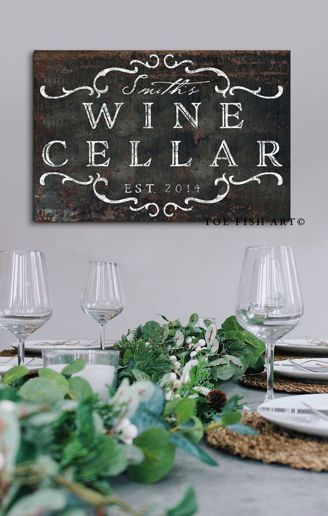 Custom Family Name Sign Wine Cellar Sign Modern Farmhouse Decor Large Rustic Wall Art Last Name