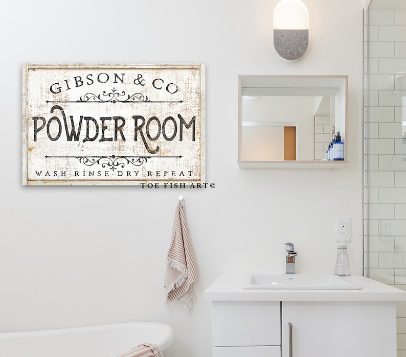 PERSONALIZED Custom Powder Room Sign Bathroom Family Name and Co Sign ...