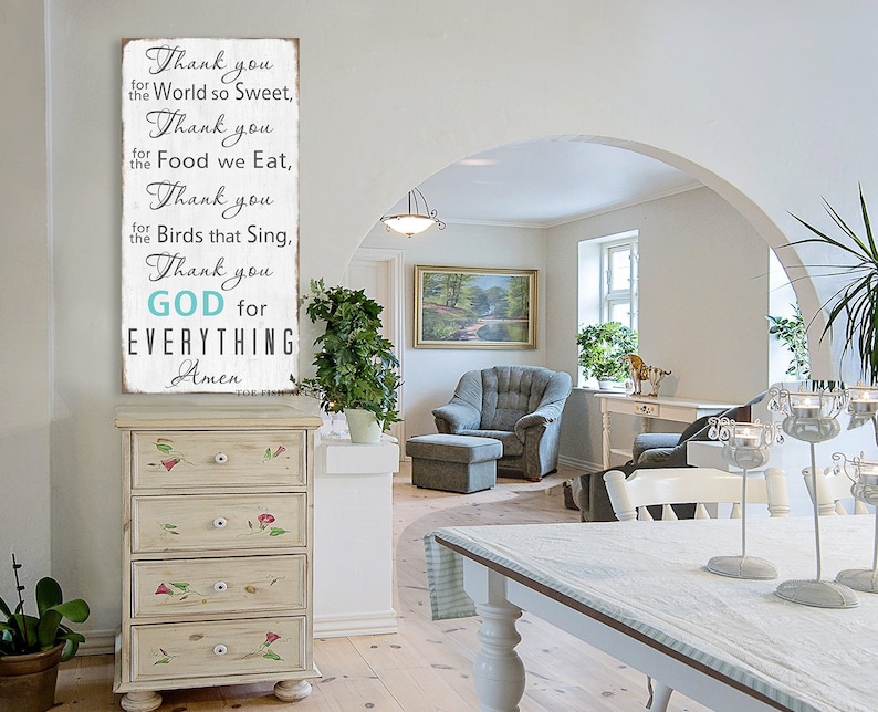 Thank You For the Food We Eat, World So Sweet Prayer Sign Scripture Verse Blessing Gift For Her Fixer Upper Home Decor Rustic Farmhouse art image 1